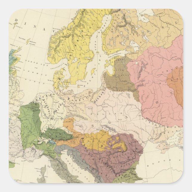 Pegatina Cuadrada Etnografía, Europa (Anverso)
