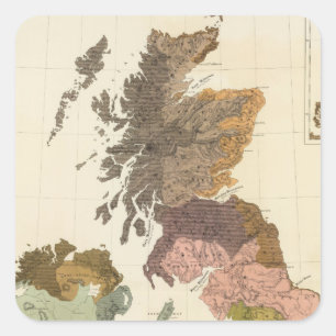 Pegatina Cuadrada Etnografía, Gt Brit, Irlanda