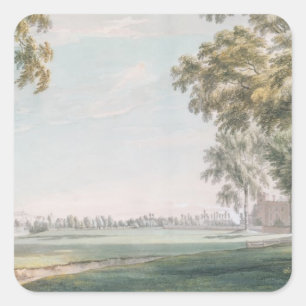 Pegatina Cuadrada Eton College y Windsor desde los campos de juego