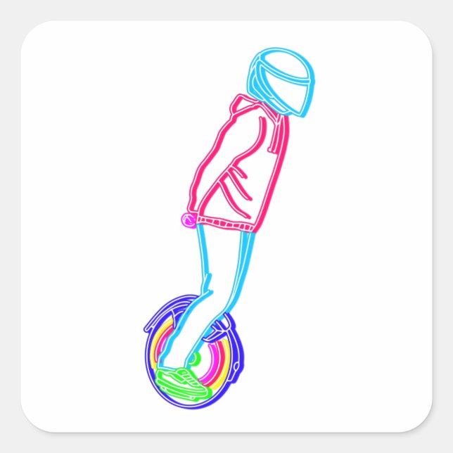 Pegatina Cuadrada EUC Full Tilt Neon E Unicycle (Anverso)