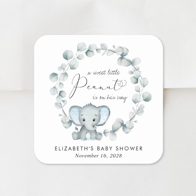 Pegatina Cuadrada Eucalyptus Baby Boy Shower (Subido por el creador)