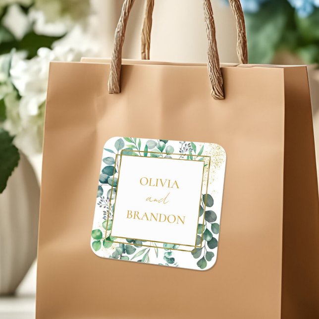 Pegatina Cuadrada Eucalyptus Botanical Greenery Leaves Wedding (Subido por el creador)