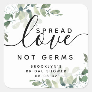 Pegatina Cuadrada Eucalyptus Difunde Amor No Gérmenes Mano Sanitizer