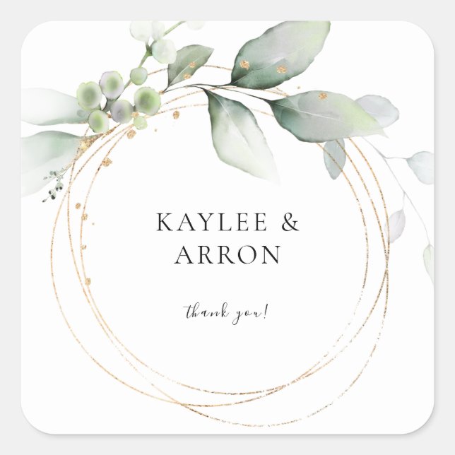 Pegatina Cuadrada Eucalyptus Glow Gold Greenerenerenery Gracias 2 (Anverso)