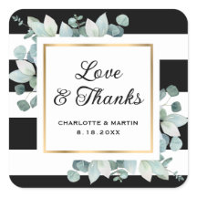 Eucalyptus Greenery Boda del Oro Blanco Negro