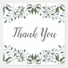 Pegatina Cuadrada Eucalyptus Greenery Floral Gracias