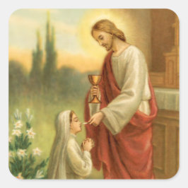 Pegatina Cuadrada Eucaristía en Todas las Cosas Primera Comunicación