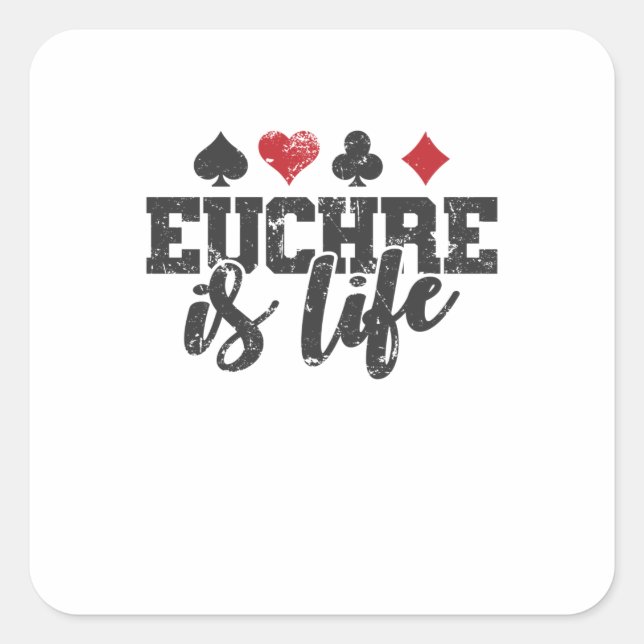 Pegatina Cuadrada Euchre es Life Kartenspiel Spielkarten (Anverso)