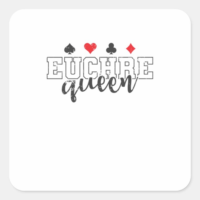 Pegatina Cuadrada Euchre Queen Kartenspiel Spielkarten (Anverso)