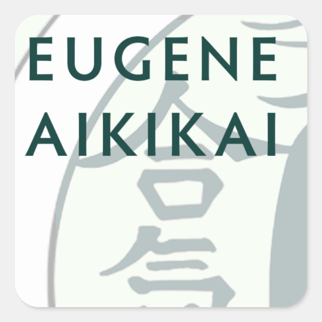 Pegatina Cuadrada Eugene Aikikai square stickq (Anverso)
