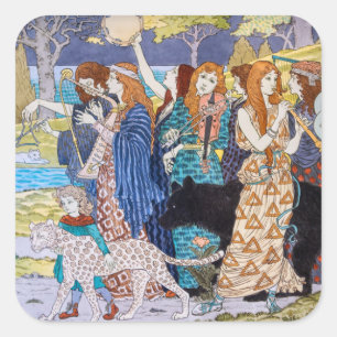 Pegatina Cuadrada Eugene Grasset - Panel Decorativo Armonía