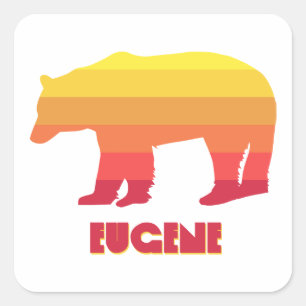 Pegatina Cuadrada Eugene Oregon Rainbow Bear
