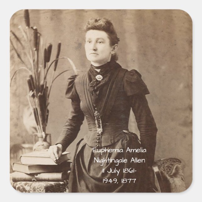 Pegatina Cuadrada Euphemia Amelia Nightingale Allen (Anverso)