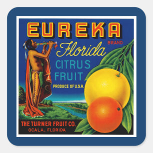 Pegatina Cuadrada Eureka Florida Citrus