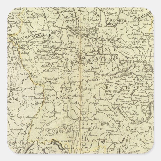 Pegatina Cuadrada Europa, Alemania, Austria (Anverso)