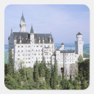 Pegatina Cuadrada Europa, Alemania, Castillo de Neuschwanstein, cons