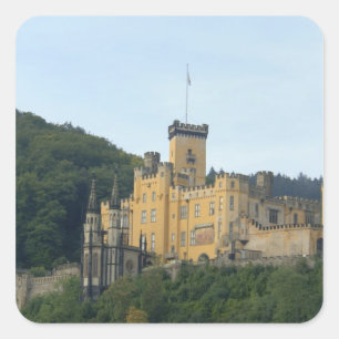 Pegatina Cuadrada Europa, Alemania, cerca de Koblenz, Castillo Schlo