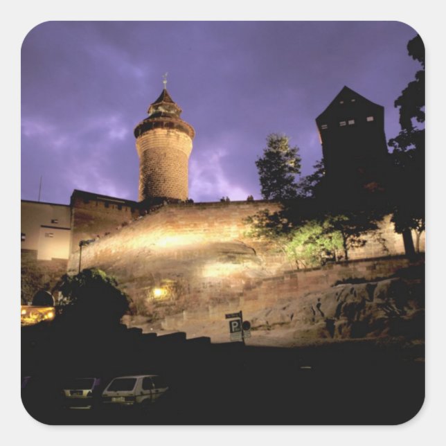 Pegatina Cuadrada Europa, Alemania, Numeral, Castillo Imperial (Anverso)