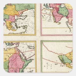 Pegatina Cuadrada Europa, Asia, África, América