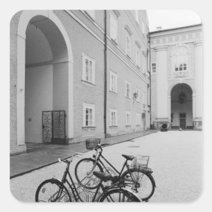 Pegatina Cuadrada Europa, Austria, Salzburgo. Bicicletas en