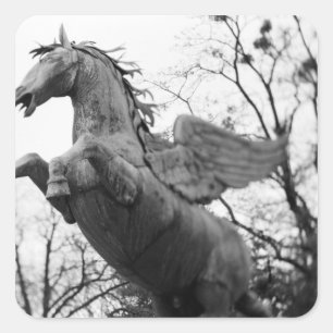 Pegatina Cuadrada Europa, Austria, Salzburgo. Estatua de caballo ala
