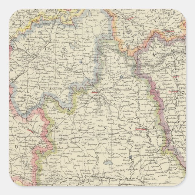 Pegatina Cuadrada Europa, Bielorrusia, Ucrania (Anverso)