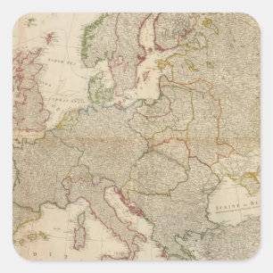Pegatina Cuadrada Europa compuesta con las tablas de estadísticas