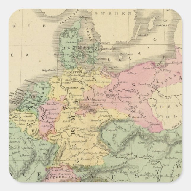 Pegatina Cuadrada Europa continental (Anverso)