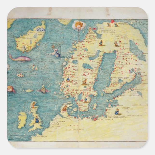 Pegatina Cuadrada Europa del Norte (Anverso)
