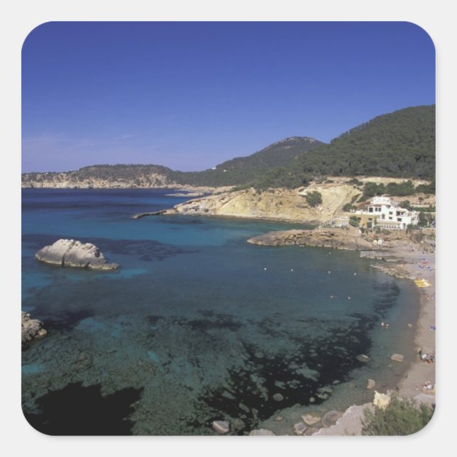 Pegatina Cuadrada Europa, España, Baleares, Ibiza, Cala de (Anverso)