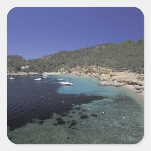 Pegatina Cuadrada Europa, España, Baleares, Ibiza, Cala Salada.