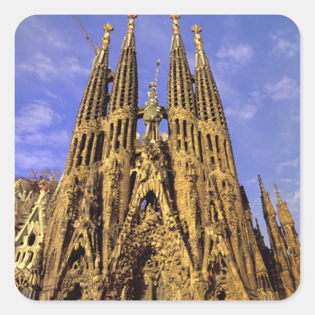Pegatina Cuadrada Europa, España, Barcelona, Sagrada Familia (Anverso)