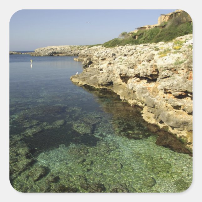Pegatina Cuadrada Europa, España, Menorca, Binibeca. (Anverso)