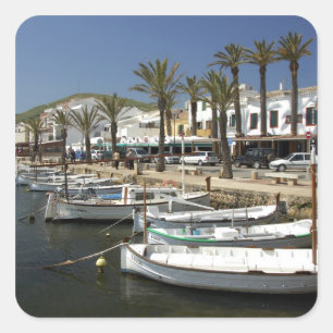 Pegatina Cuadrada Europa, España, Menorca. Pesca