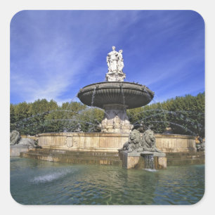 Pegatina Cuadrada Europa, Francia, Aix-en-Provence. Fontaine