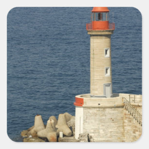 Pegatina Cuadrada Europa, Francia, Córcega, Bastia. Puerto