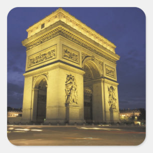Pegatina Cuadrada Europa, Francia, París. Arco de Triunfo