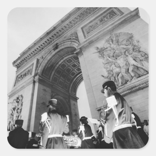 Pegatina Cuadrada Europa, Francia, París. Ceremonia militar (Anverso)