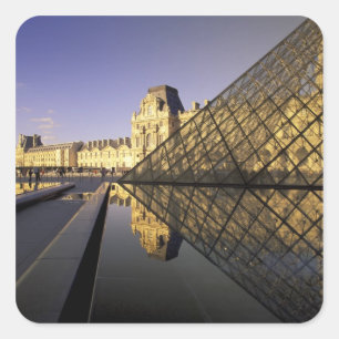 Pegatina Cuadrada Europa, Francia, París. El Louvre y cristal