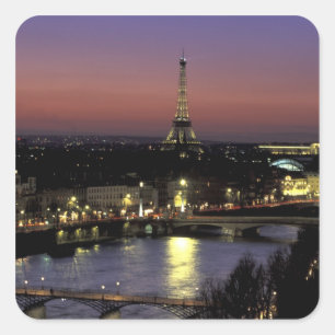 Pegatina Cuadrada Europa, Francia, París, Vista al sol de Eiffel