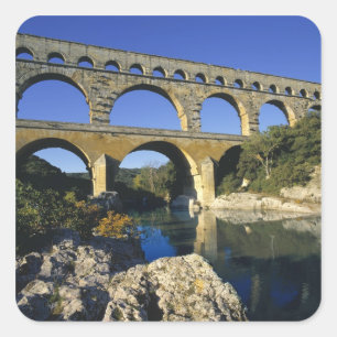 Pegatina Cuadrada Europa, Francia, Pont du Gard. Pont du Gard,