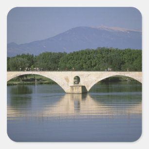 Pegatina Cuadrada Europa, Francia, Provenza, Aviñón. Pont St,