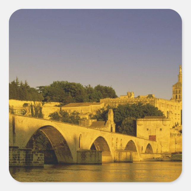 Pegatina Cuadrada Europa, Francia, Provenza, Aviñón. Pont St. 2 (Anverso)
