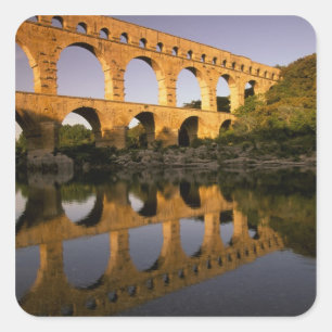 Pegatina Cuadrada Europa, Francia, Provenza, Gard. Pont du Gard,