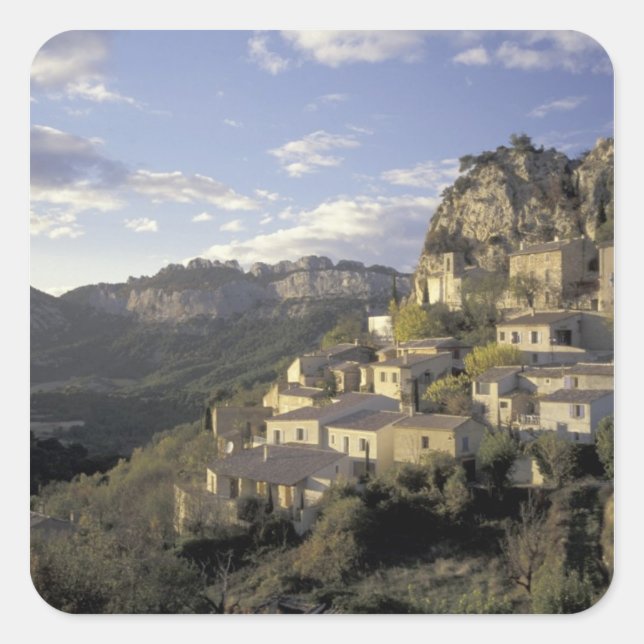 Pegatina Cuadrada Europa, Francia, Provenza, La Roque Alric, (Anverso)