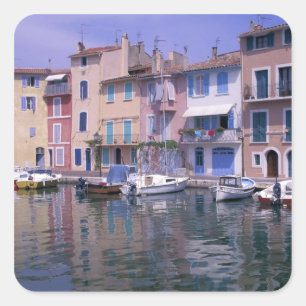 Pegatina Cuadrada Europa, Francia, Provenza, Martiques y Miroir