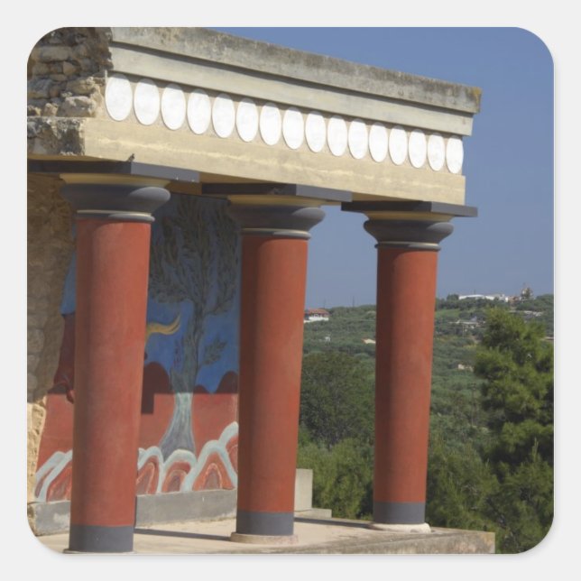 Pegatina Cuadrada Europa, Grecia, Creta (alias Kriti), Heraklion (Anverso)
