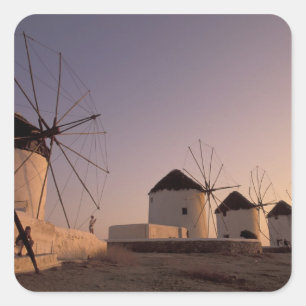 Pegatina Cuadrada Europa, Grecia, Islas Cícladas, Mykonos,