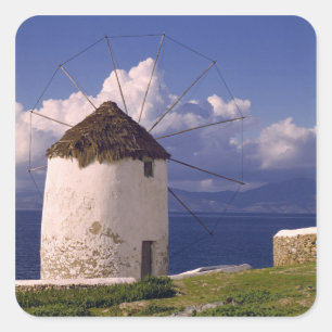 Pegatina Cuadrada Europa, Grecia, Mykonos. Un blanco llamativo