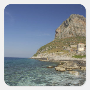 Pegatina Cuadrada Europa, Grecia, Peloponeso, Monemvasia. La